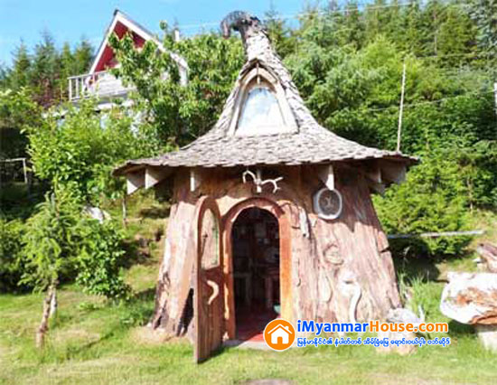 သစ္ငုတ္တိုကို အိမ္ပုံစံ ထြင္းထုထားသည့္ သစ္ငုတ္အိမ္ - Property News in Myanmar from iMyanmarHouse.com