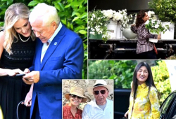 Glamorous guests including Robert Kraft arrive at Rupert Murdoch's Los Angeles vineyard as media mogul, 93, weds for fifth time to biologist Elena Zhukova, 67